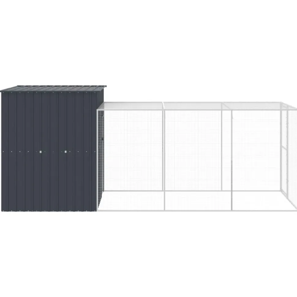 VIDAXL - Poulailler avec cour anthracite 165x455x181 cm acier galvanisé