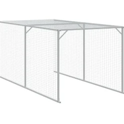 VIDAXL - Poulailler avec cour gris clair 117x405x123 cm acier galvanisé