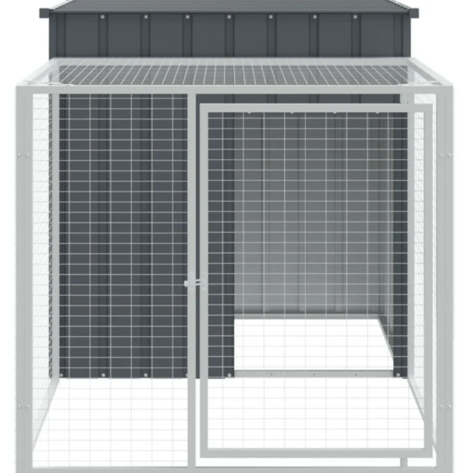 VIDAXL - Poulailler avec cour anthracite 110x201x110 cm acier galvanisé