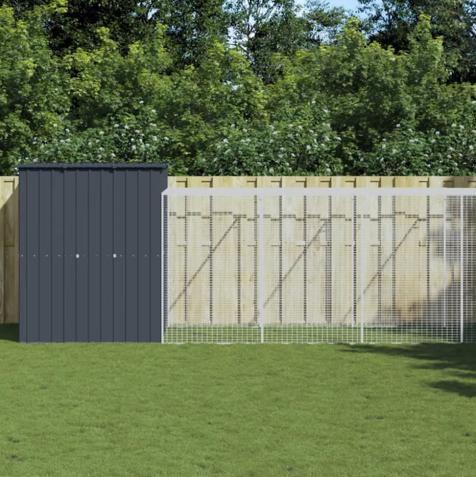 VIDAXL - Poulailler avec cour anthracite 165x659x181 cm acier galvanisé