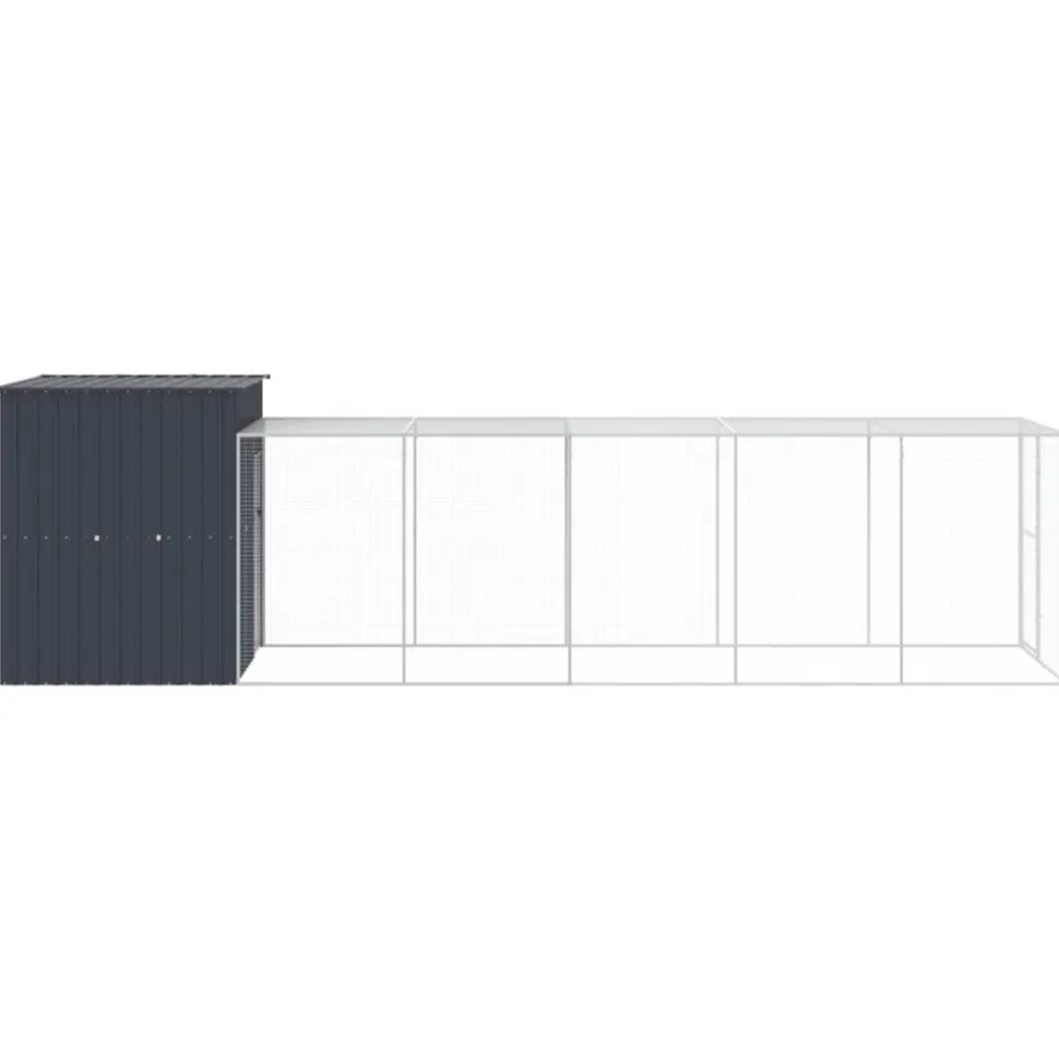 VIDAXL - Poulailler avec cour anthracite 165x659x181 cm acier galvanisé