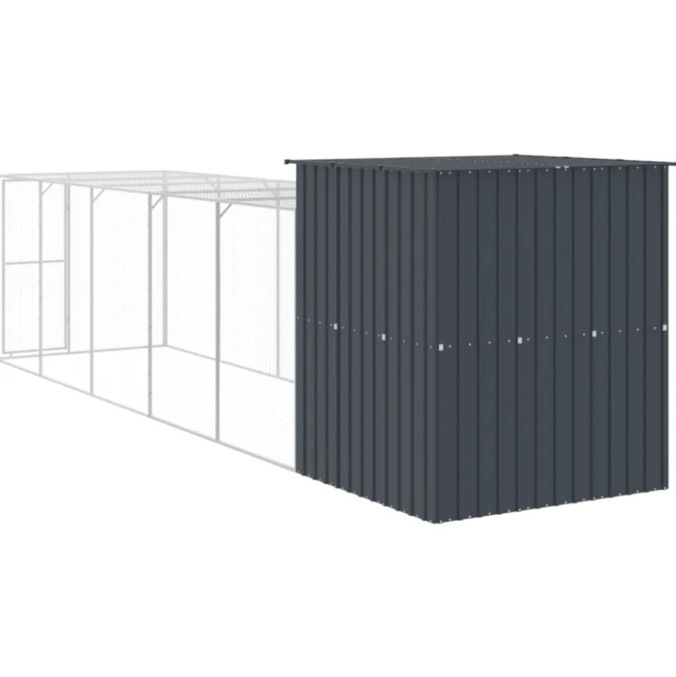 VIDAXL - Poulailler avec cour anthracite 165x659x181 cm acier galvanisé
