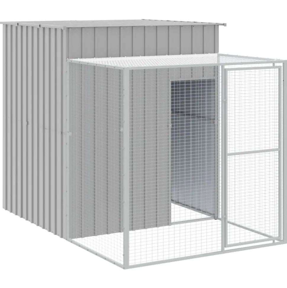 VIDAXL - Poulailler avec cour gris clair 165x659x181 cm acier galvanisé