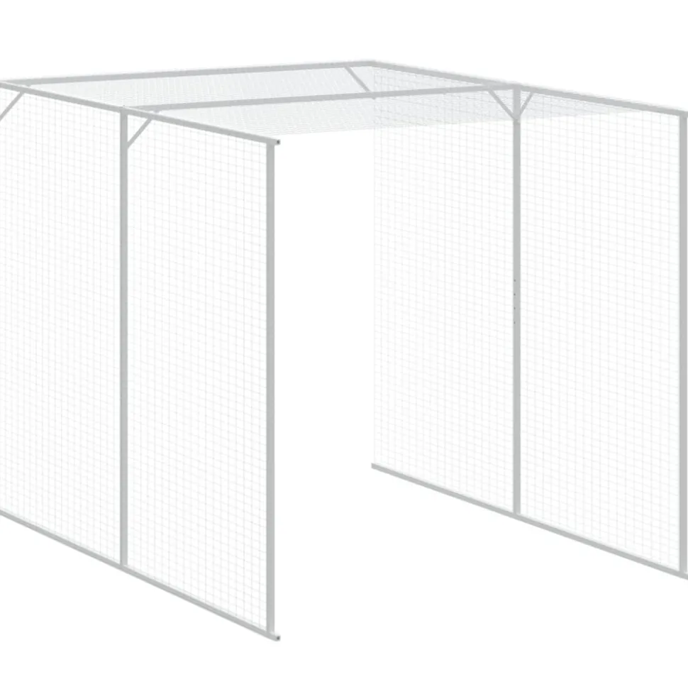 VIDAXL - Poulailler avec cour gris clair 165x659x181 cm acier galvanisé