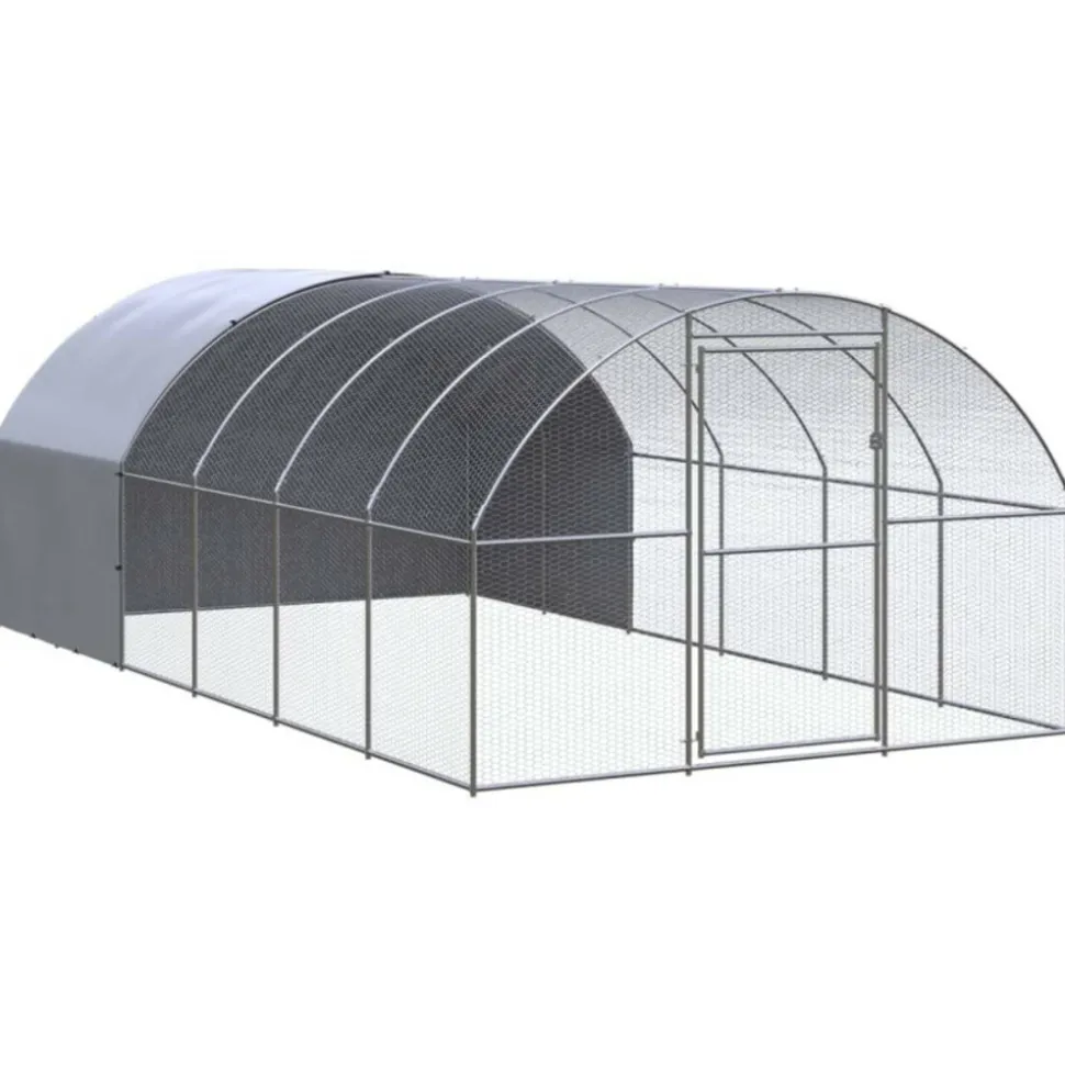VIDAXL - Poulailler d extérieur 3x6x2 m acier galvanisé