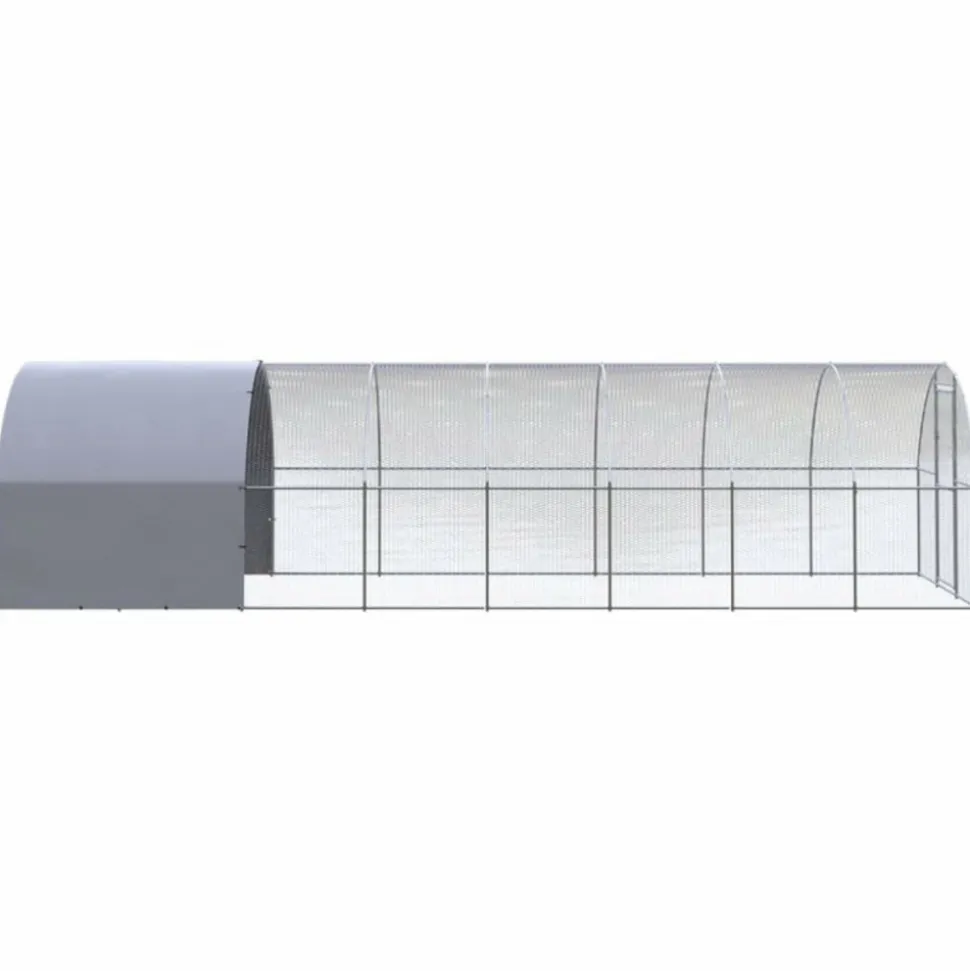 VIDAXL - Poulailler d extérieur 3x8x2 m acier galvanisé