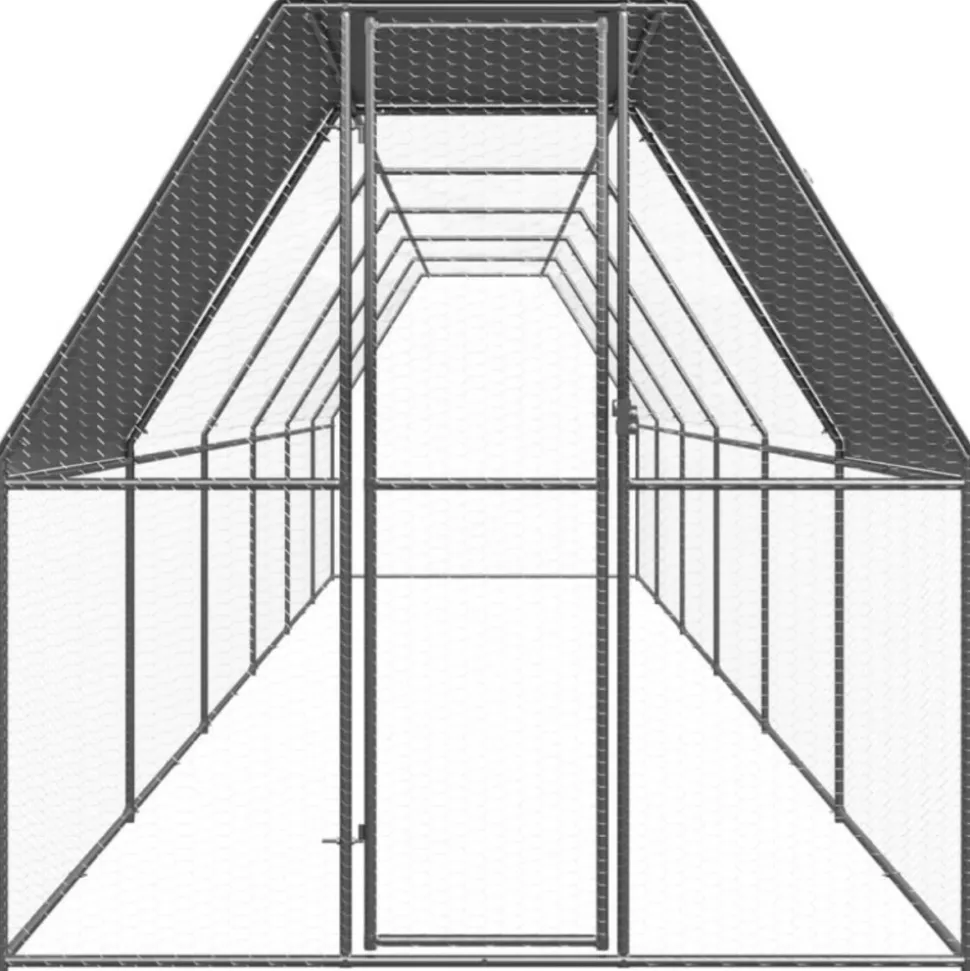 VIDAXL - Poulailler d extérieur 2x12x2 m acier galvanisé