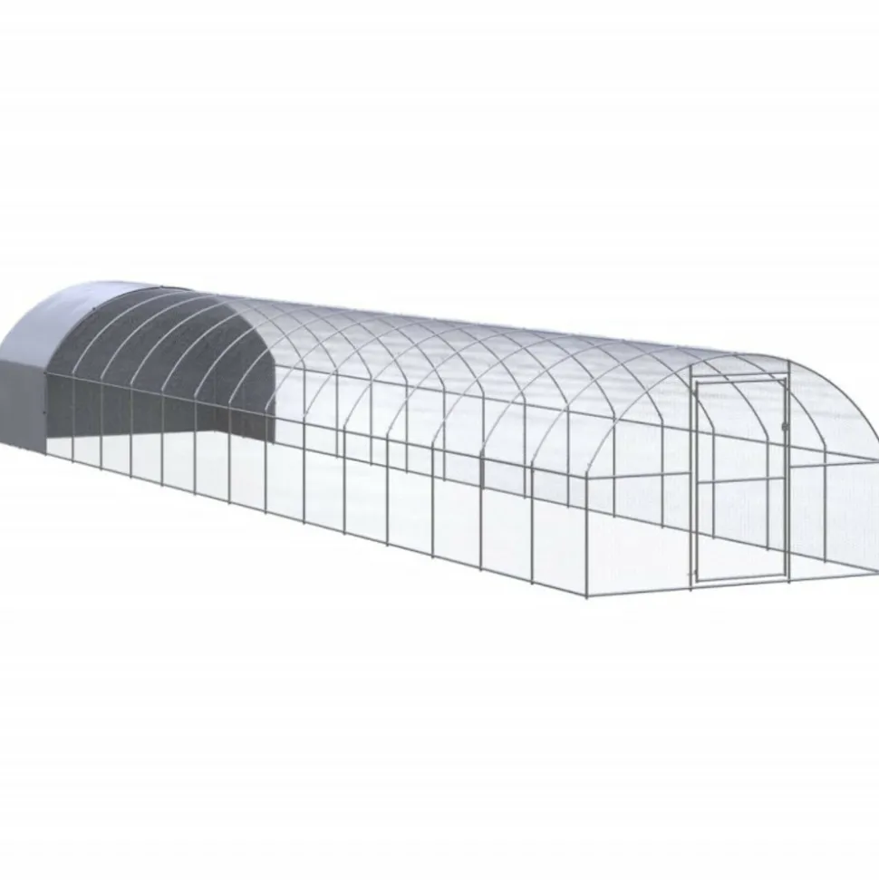 VIDAXL - Poulailler d extérieur 3x16x2 m acier galvanisé