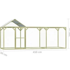VIDAXL - Poulailler 4,5x1,5x2 m pinède imprégnée