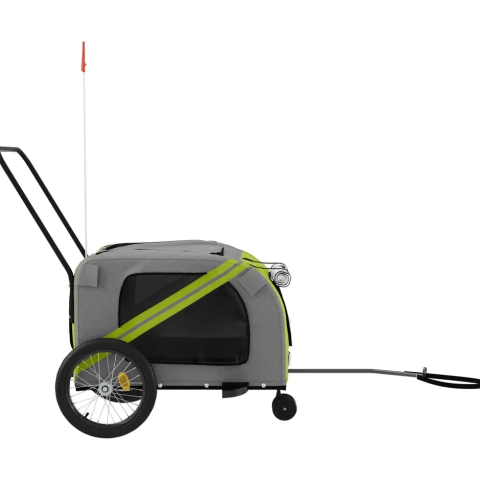 VIDAXL - Remorque de vélo pour animaux de compagnie vert et gris