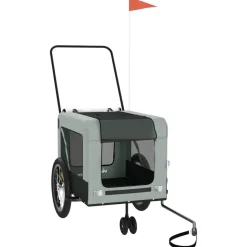 VIDAXL - Remorque de vélo pour animaux de compagnie gris et noir