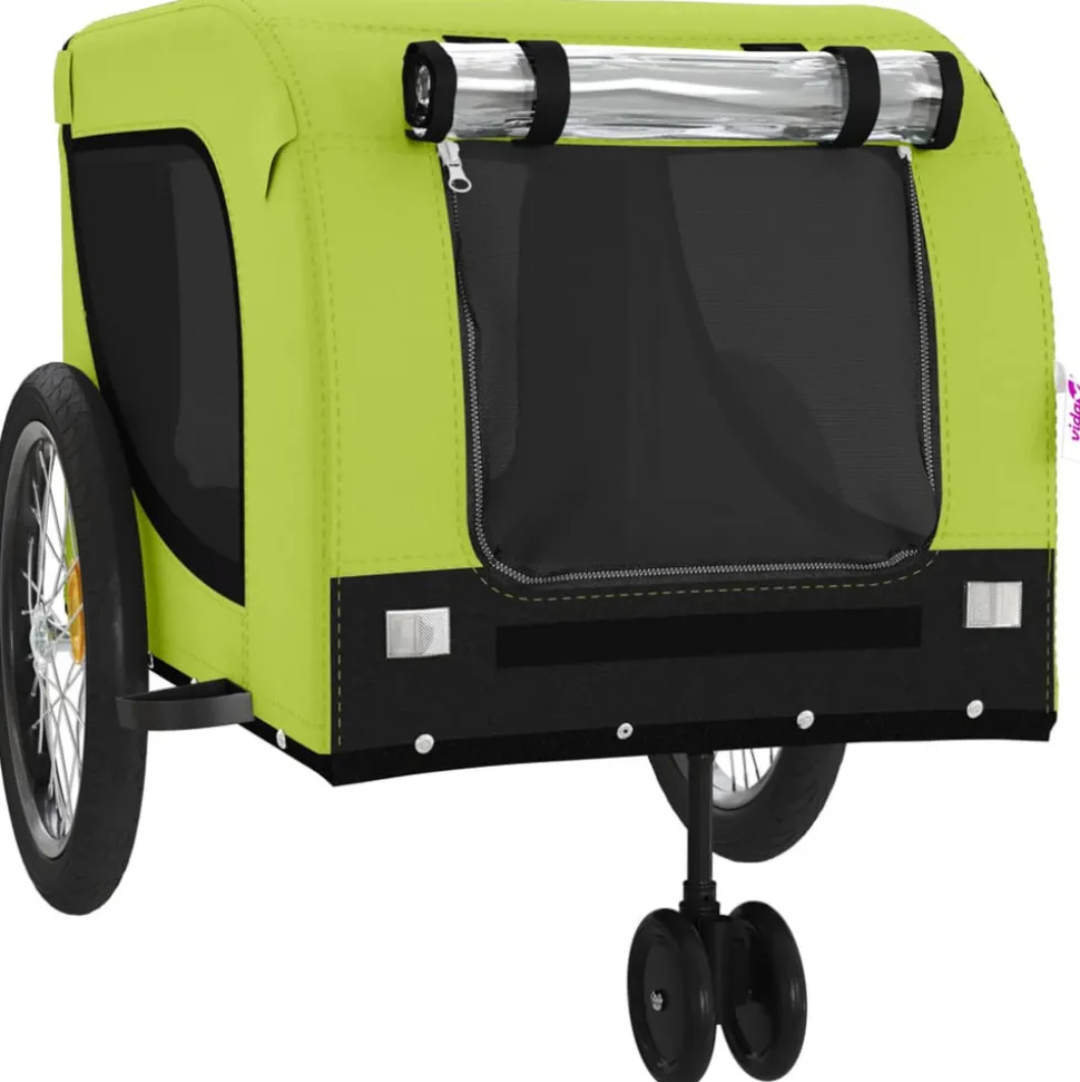 VIDAXL - Remorque de vélo pour animaux de compagnie vert et noir