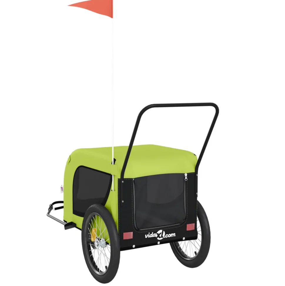 VIDAXL - Remorque de vélo pour animaux de compagnie vert et noir