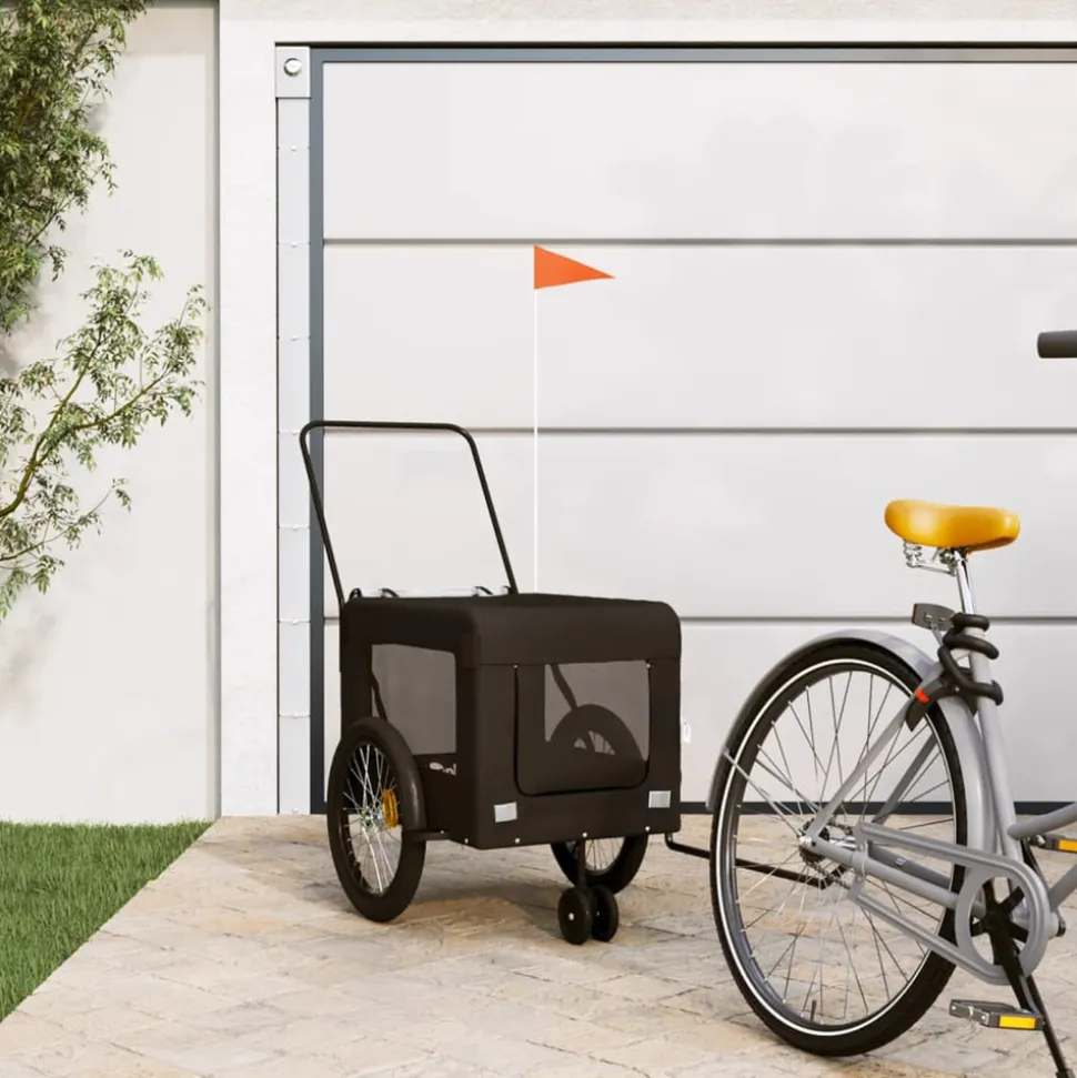 VIDAXL - Remorque de vélo pour animaux de compagnie noir