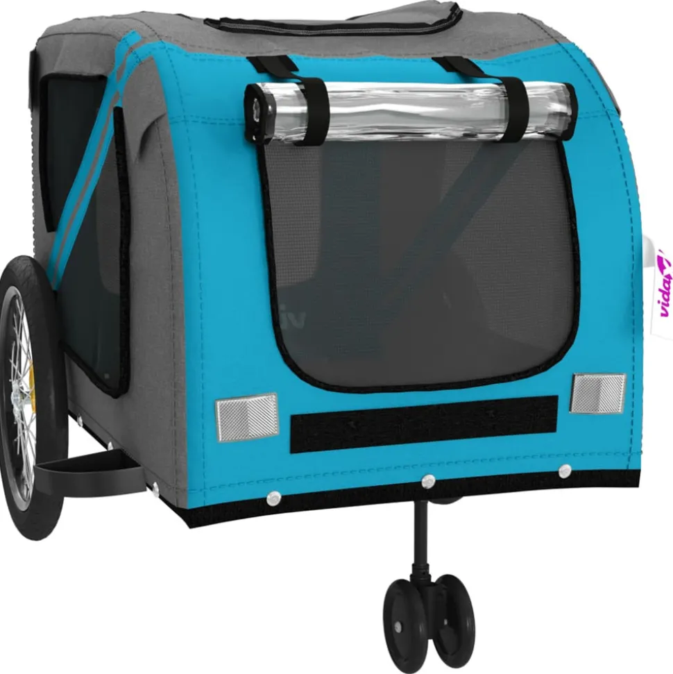 VIDAXL - Remorque de vélo pour animaux de compagnie bleu et gris