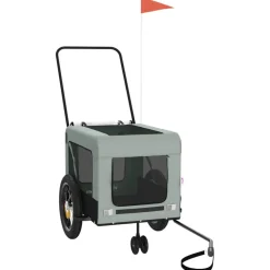 VIDAXL - Remorque de vélo pour animaux de compagnie gris et noir