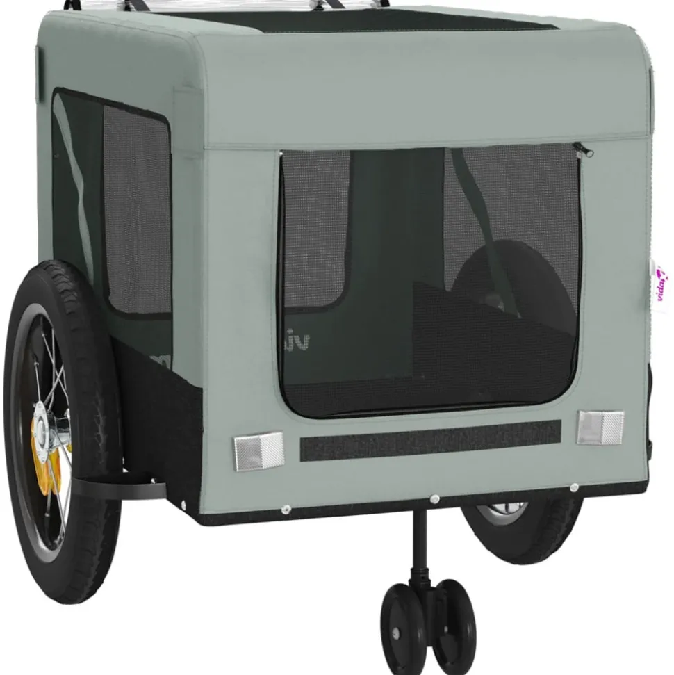 VIDAXL - Remorque de vélo pour animaux de compagnie gris et noir