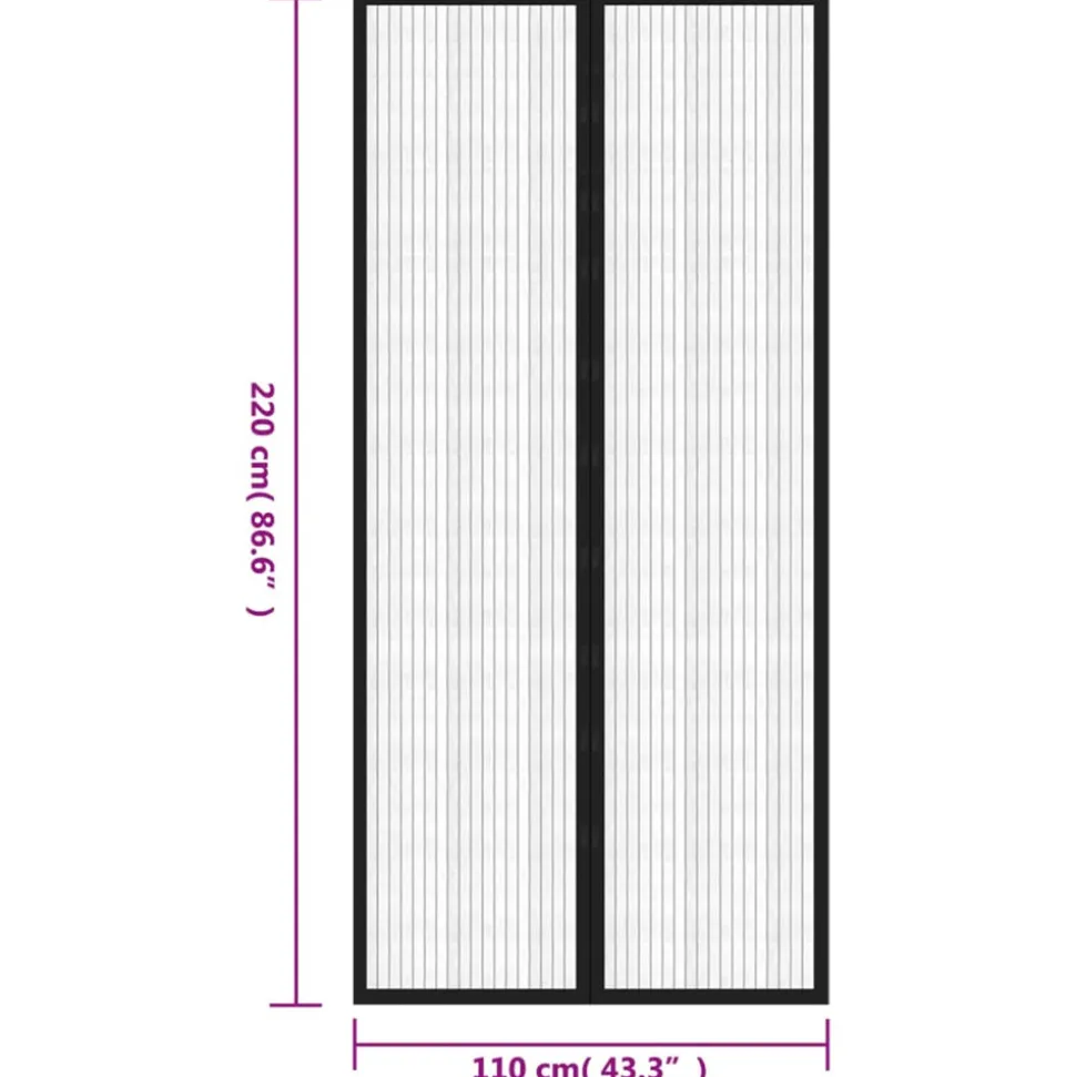 VIDAXL - Rideaux de porte anti-insectes 2 pcs et aimants noir 220x110 cm