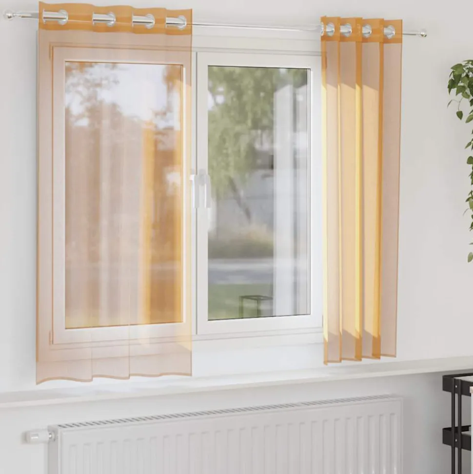 VIDAXL - Rideaux en voile avec œillets 2 pcs orange 140x140 cm
