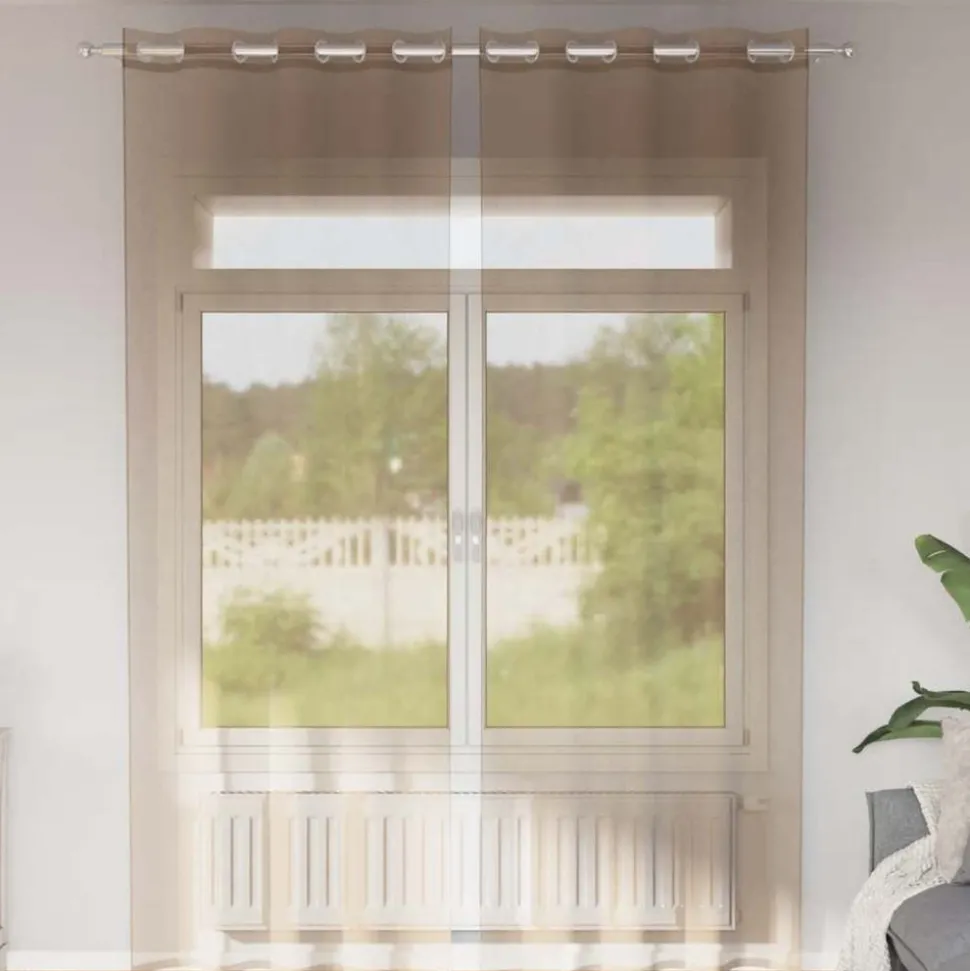 VIDAXL - Rideaux en voile avec œillets 2 pcs marron clair