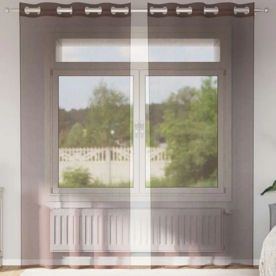VIDAXL - Rideaux en voile avec œillets 2 pcs marron 140x225 cm