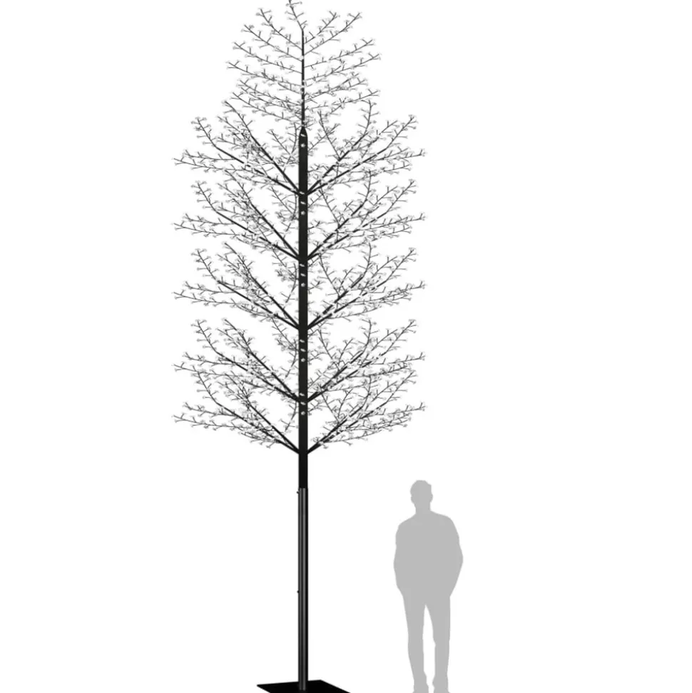 VIDAXL - Sapin de noël 2000 led bleu cerisier en fleurs 500 cm