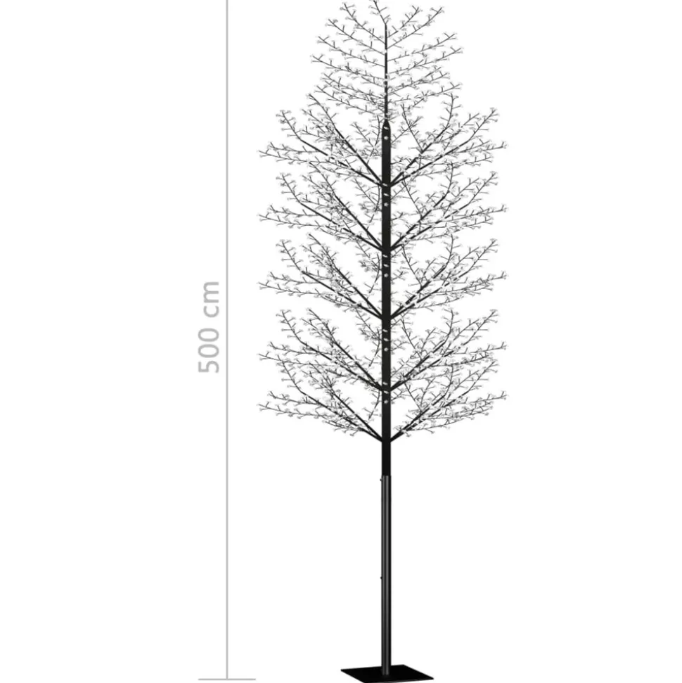 VIDAXL - Sapin de noël 2000 led bleu cerisier en fleurs 500 cm