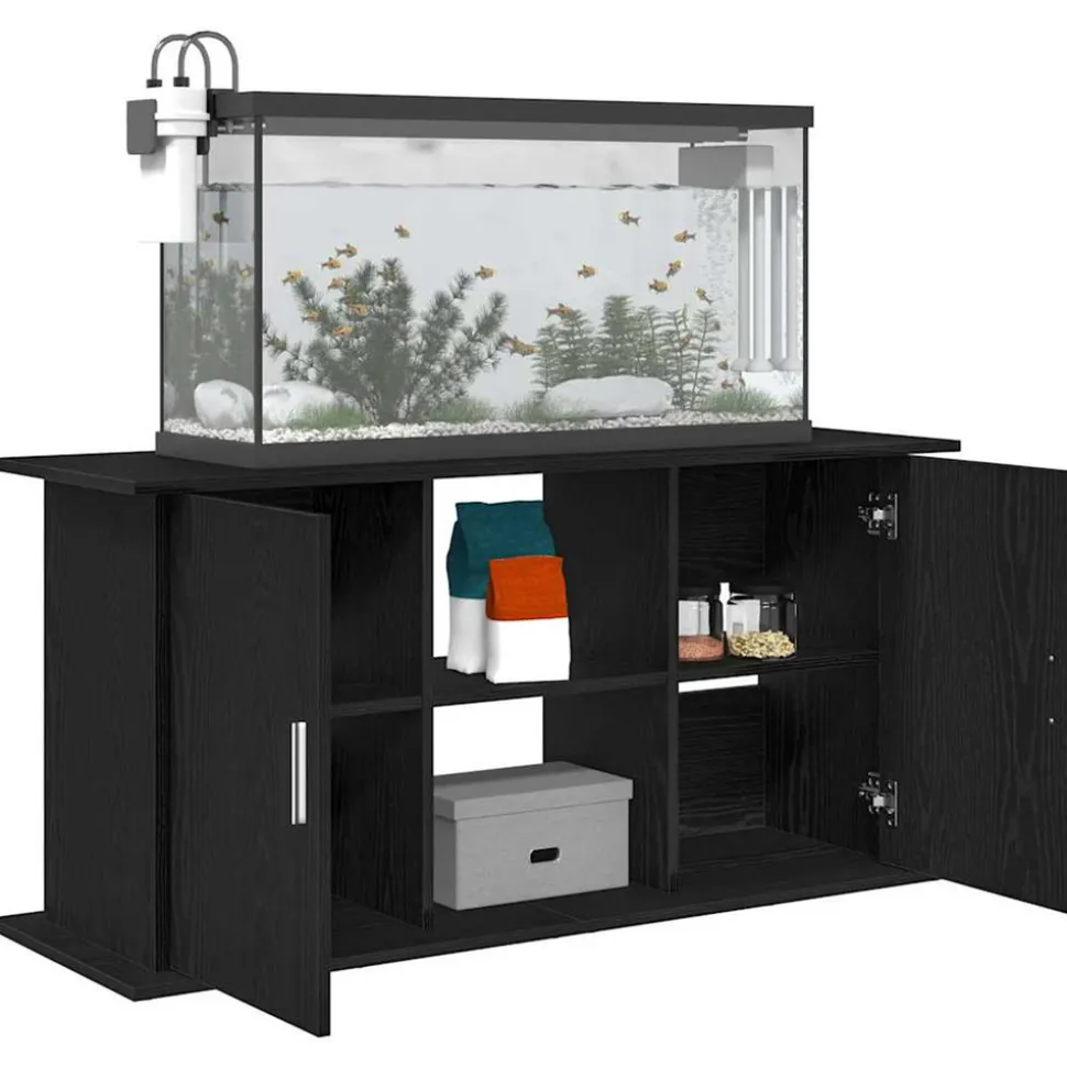 VIDAXL - Support d'aquarium chêne noir 121x41x58 cm bois d'ingénierie