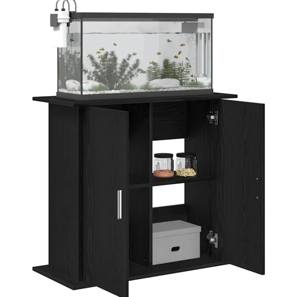 VIDAXL - Support pour aquarium chêne noir 81x36x73 cm bois d'ingénierie