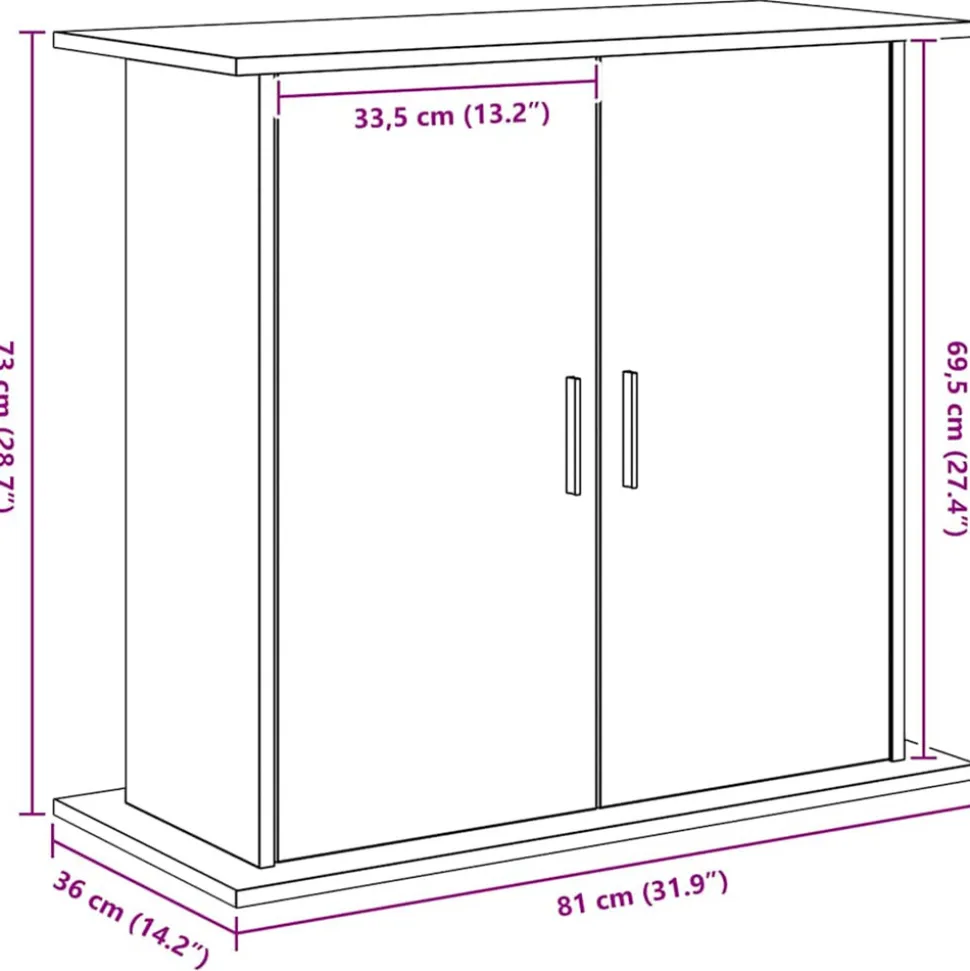 VIDAXL - Support pour aquarium chêne noir 81x36x73 cm bois d'ingénierie
