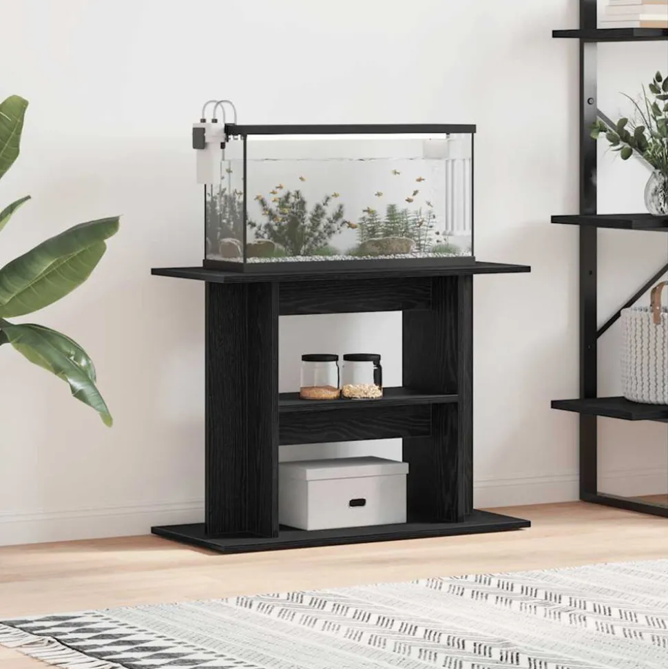VIDAXL - Support pour aquarium chêne noir 80x35x60cm bois d'ingénierie