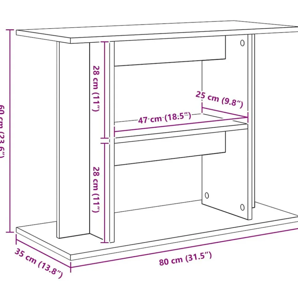 VIDAXL - Support pour aquarium chêne noir 80x35x60cm bois d'ingénierie