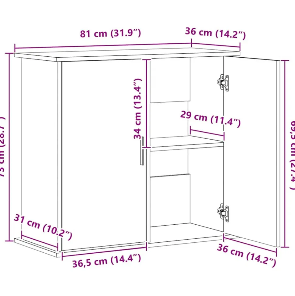 VIDAXL - Support pour aquarium chêne noir 81x36x73 cm bois d'ingénierie