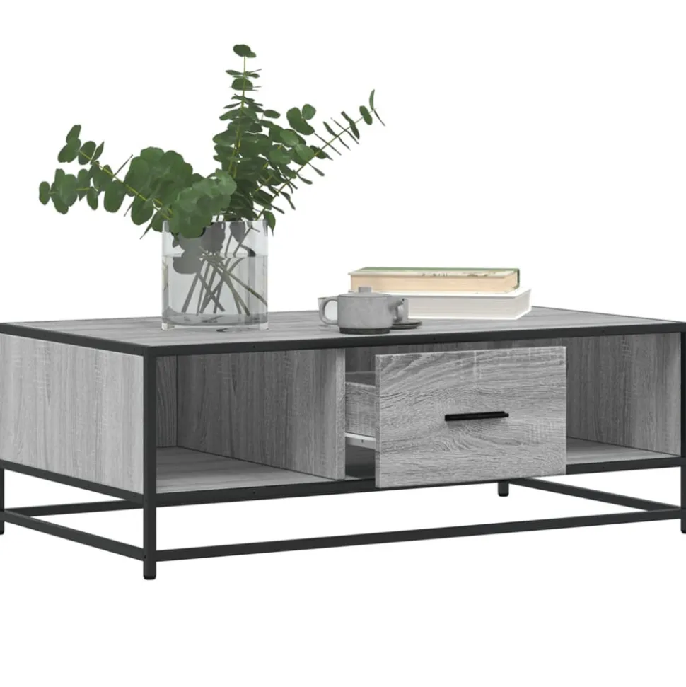 VIDAXL - Table basse sonoma gris 100x57x35 cm bois d'ingénierie et métal