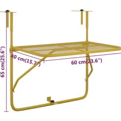 VIDAXL - Table de balcon doré 60x40 cm acier