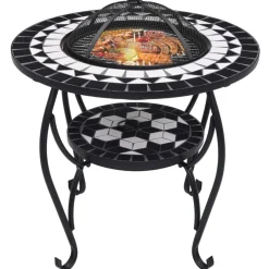 VIDAXL - Table de foyer mosaïque noir et blanc 68 cm céramique