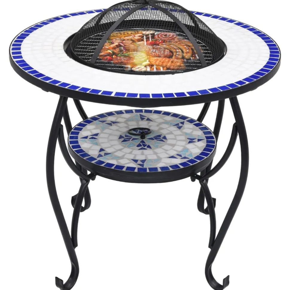 VIDAXL - Table de foyer mosaïque bleu et blanc 68 cm céramique