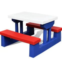 VIDAXL - Table et bancs de pique nique avec parasol pour enfants