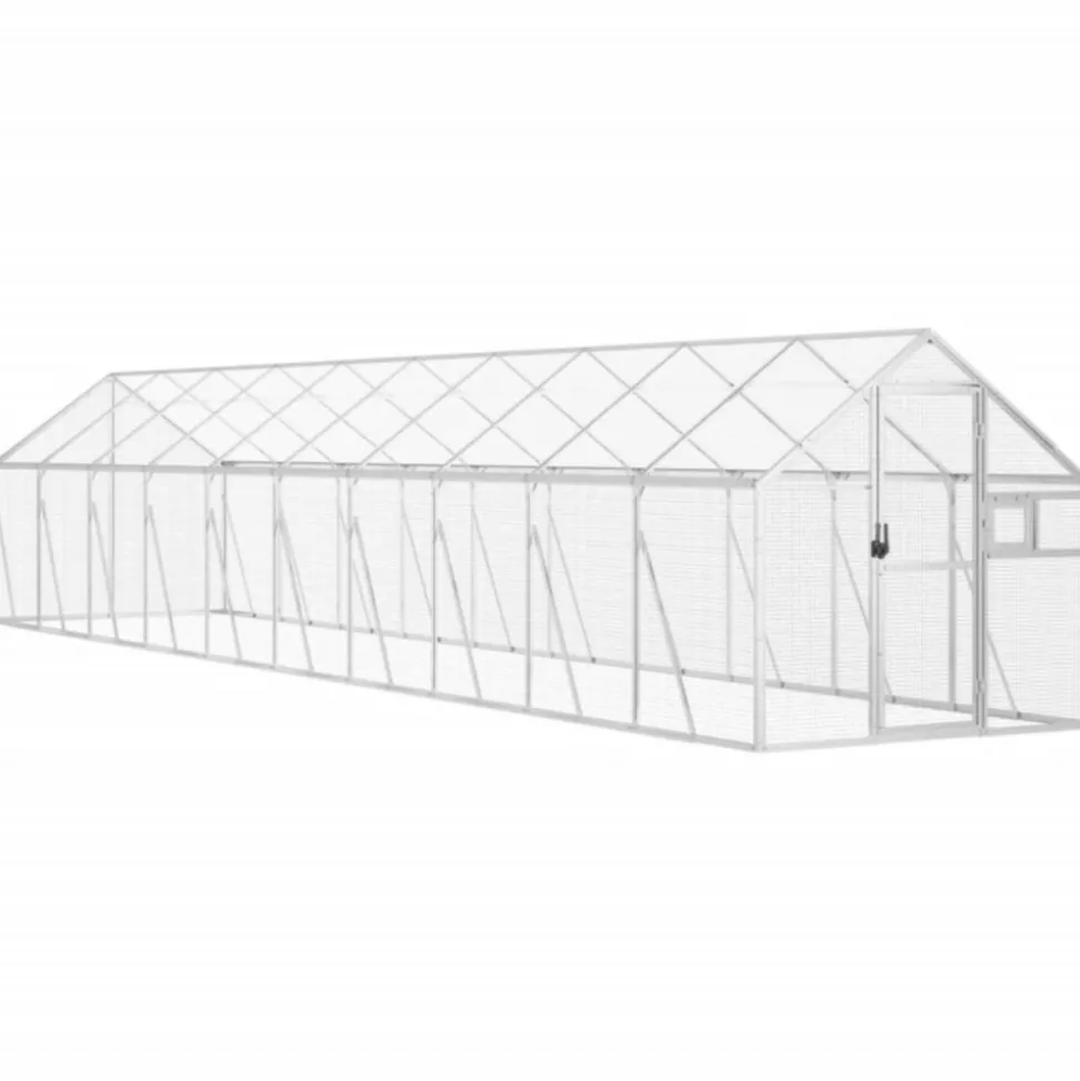 VIDAXL - Volière argenté 1,79x10x1,85 m aluminium