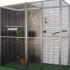 Volière de jardin pour perroquets de 2m² à toit mixte