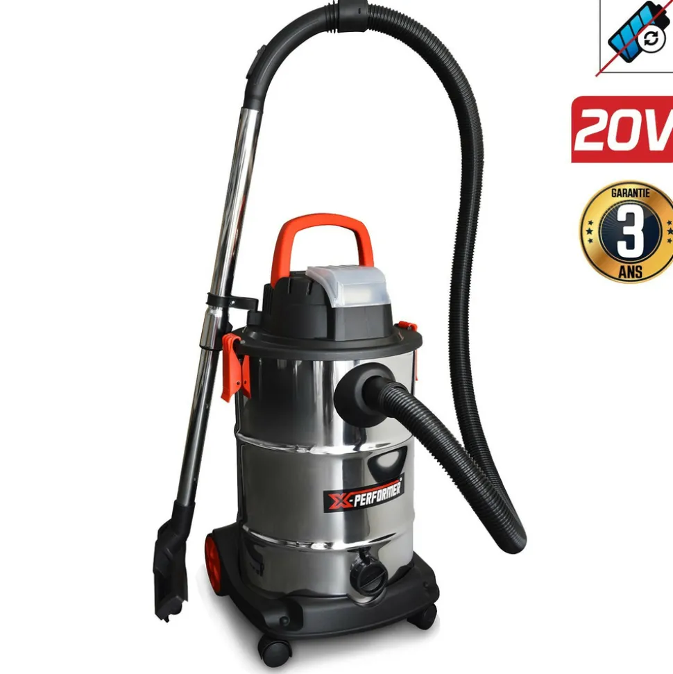 X-PERFORMER - Aspirateur eau et poussière compact sur batterie - xperformer xpvc20libl-30l - outil seul sans batterie ni chargeur