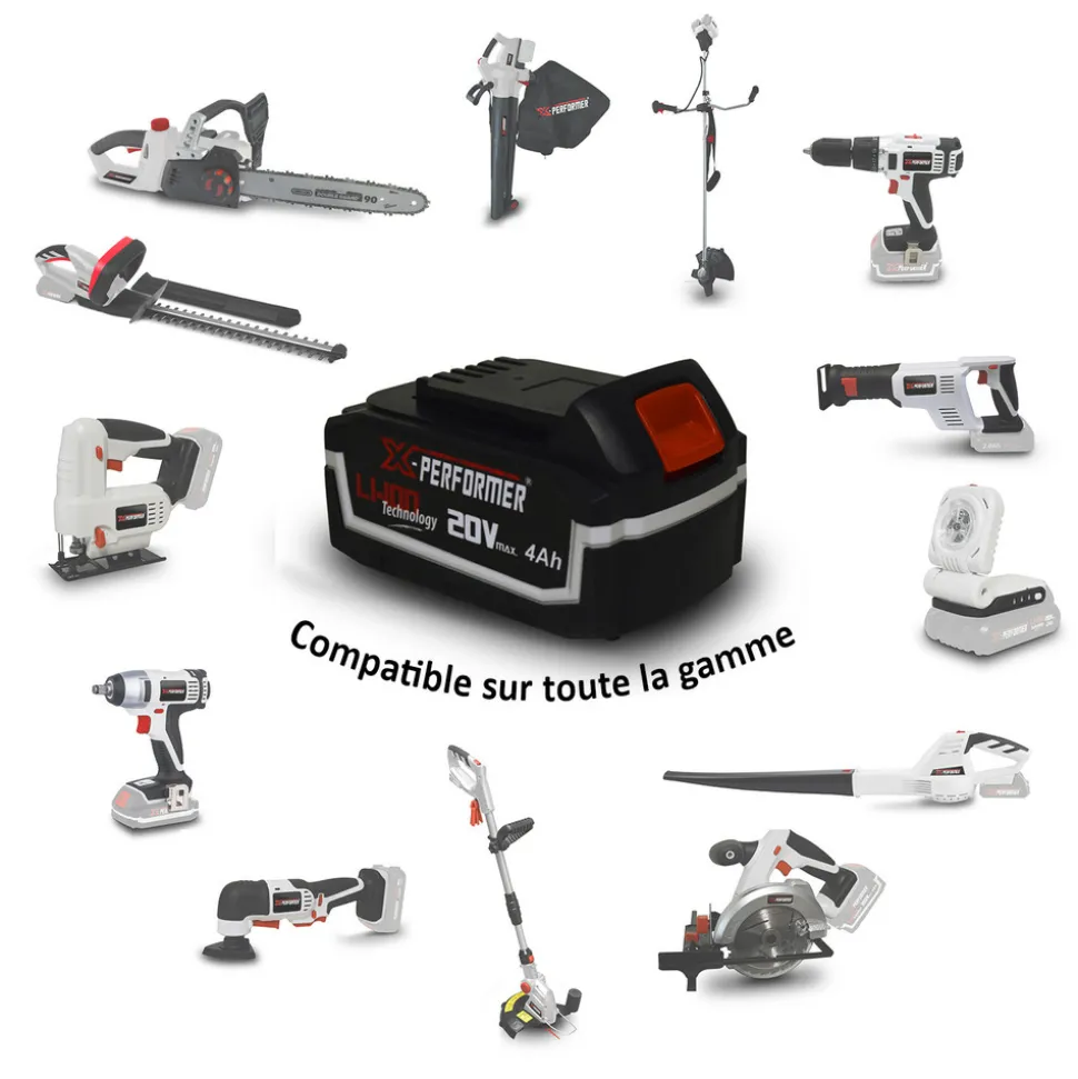 X-PERFORMER - Batterie concept 20v lithium 4 ah compatible uniquement pour la gamme d'outils x-performer