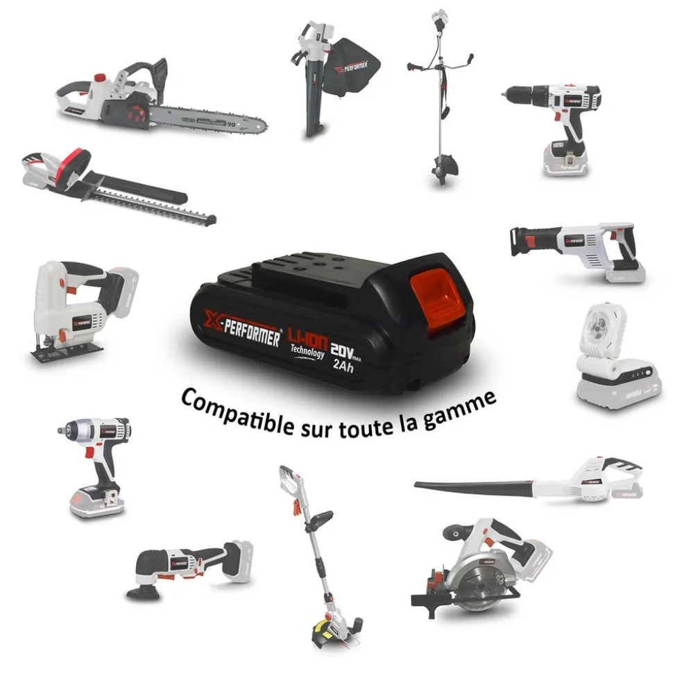 X-PERFORMER - Tondeuse à gazon portative sur batterie - 40v max - hauteur de coupe 6 positions avec 2 batteries 2ah et double chageur