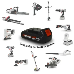 X-PERFORMER - Tronçonneuse 40v (2x20v) x-performer xptro40li-2b - double sécurité - graissage auto + 2 batteries 2 ah - chargeur