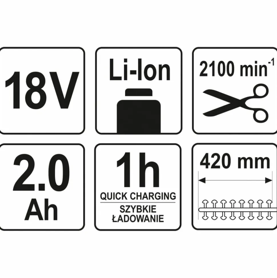 YATO - Taille-haie avec batterie li-ion 2,0ah 18v 420 mm