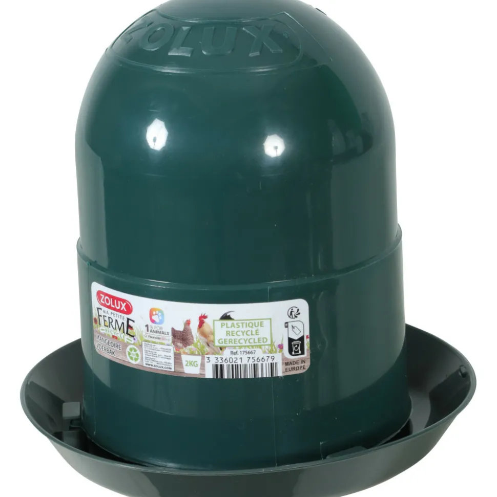 ZOLUX - Mangeoire silo en plastique recyclé 2 kg vert pour basse cour